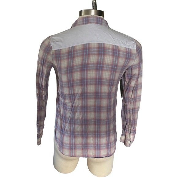 Paige Trudy Flannel Button Front Long Sleeve Pink Plaid Check Women Shirt Small - Picture 6 of 12